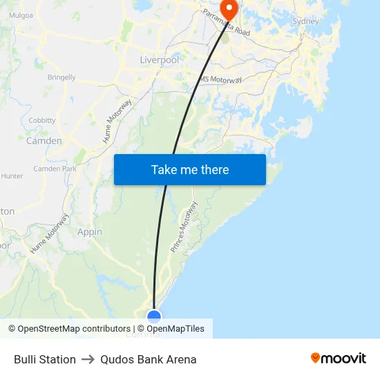 Bulli Station to Qudos Bank Arena map