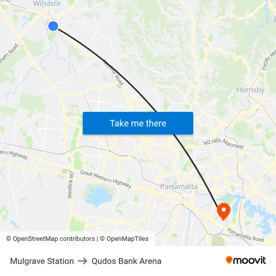 Mulgrave Station to Qudos Bank Arena map