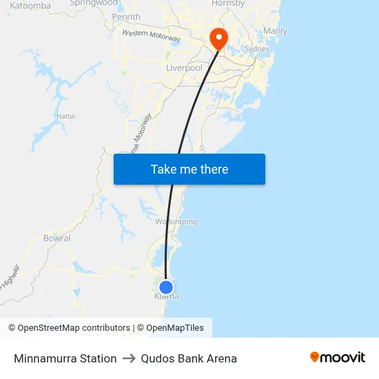 Minnamurra Station to Qudos Bank Arena map