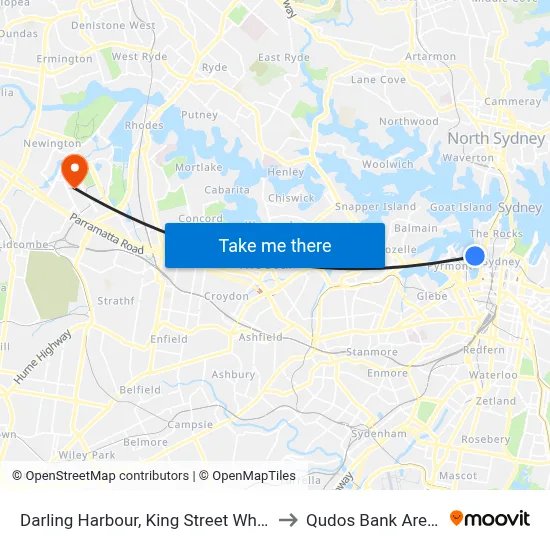 Darling Harbour, King Street Wharf to Qudos Bank Arena map
