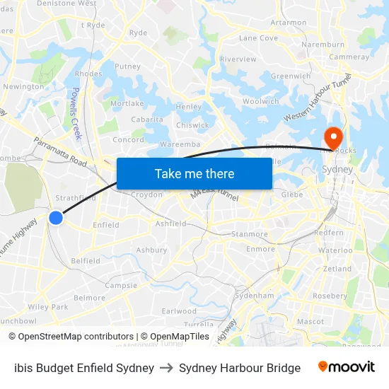 ibis Budget Enfield Sydney to Sydney Harbour Bridge map