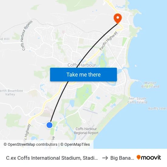 C.ex Coffs International Stadium, Stadium Dr to Big Banana map