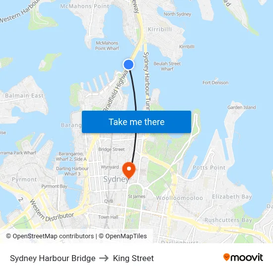 Sydney Harbour Bridge to King Street map
