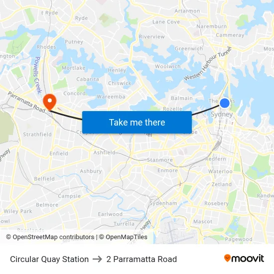Circular Quay Station to 2 Parramatta Road map