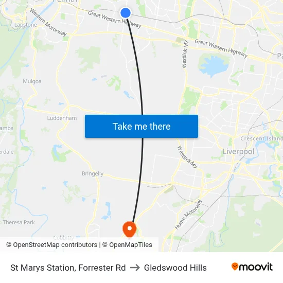 St Marys Station, Forrester Rd to Gledswood Hills map