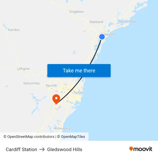 Cardiff Station to Gledswood Hills map