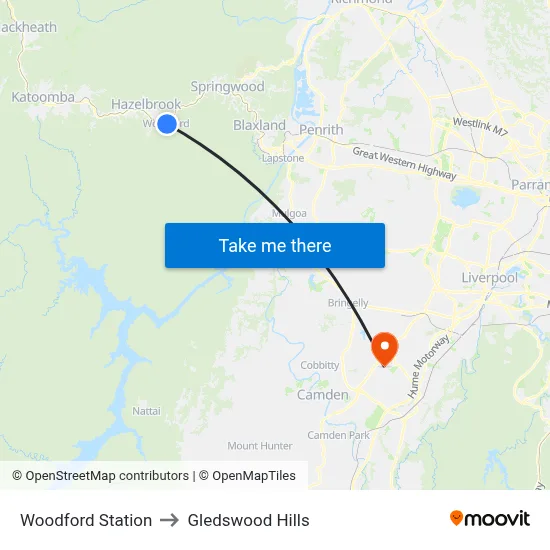Woodford Station to Gledswood Hills map