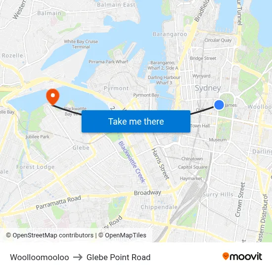 Woolloomooloo to Glebe Point Road map