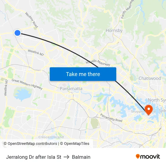 Jerralong Dr after Isla St to Balmain map