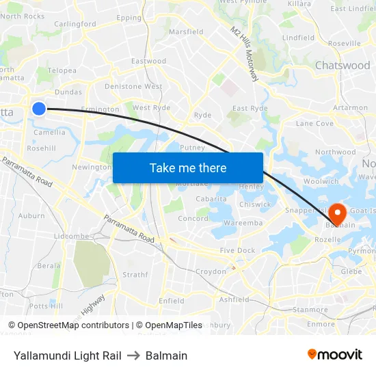 Yallamundi Light Rail to Balmain map