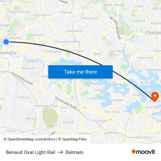 Benaud Oval Light Rail to Balmain map
