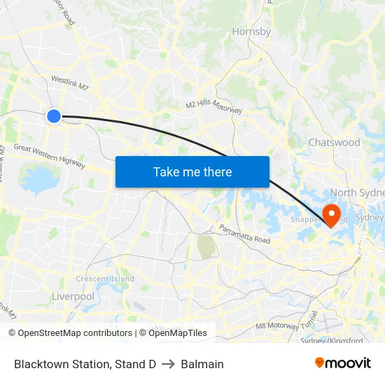 Blacktown Station, Stand D to Balmain map