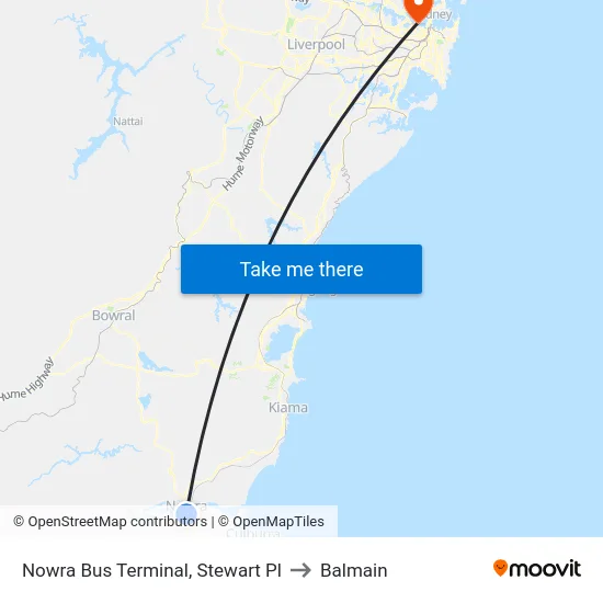 Nowra Bus Terminal, Stewart Pl to Balmain map