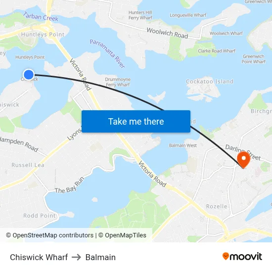 Chiswick Wharf to Balmain map