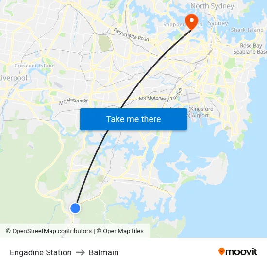 Engadine Station to Balmain map