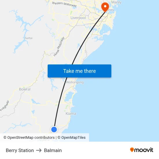 Berry Station to Balmain map