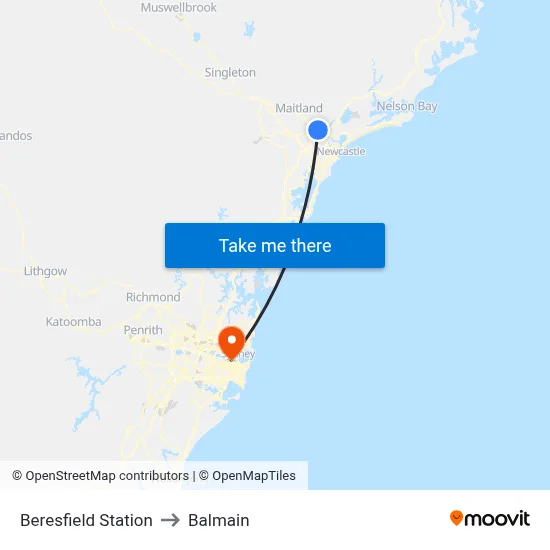 Beresfield Station to Balmain map