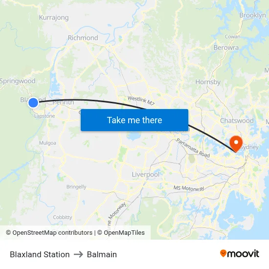 Blaxland Station to Balmain map