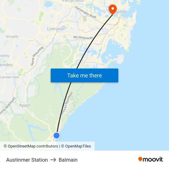 Austinmer Station to Balmain map