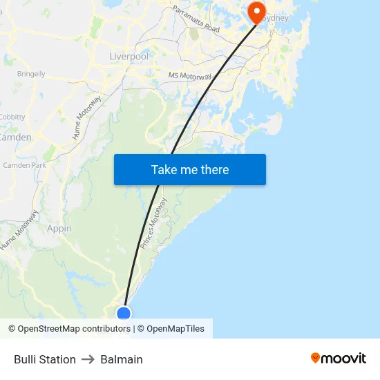 Bulli Station to Balmain map