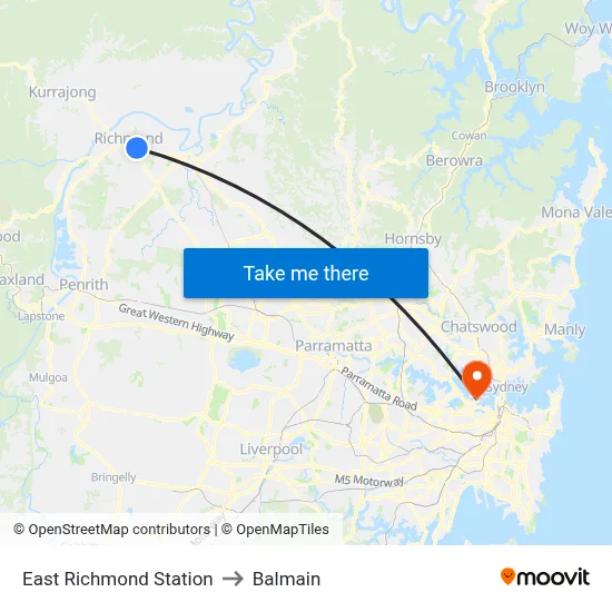 East Richmond Station to Balmain map