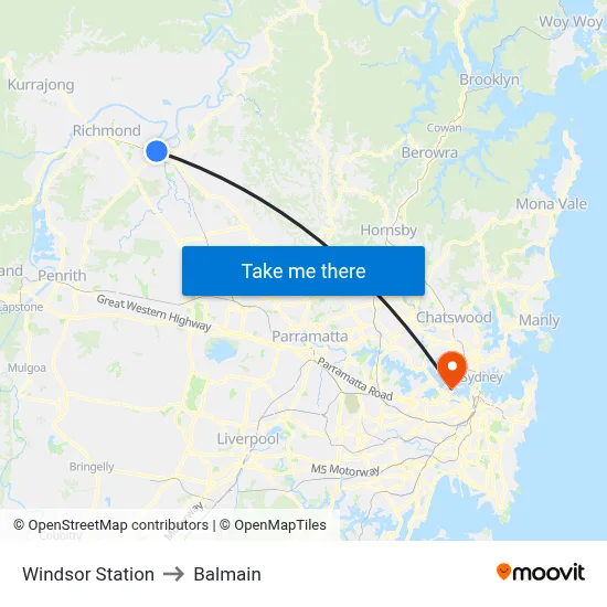 Windsor Station to Balmain map