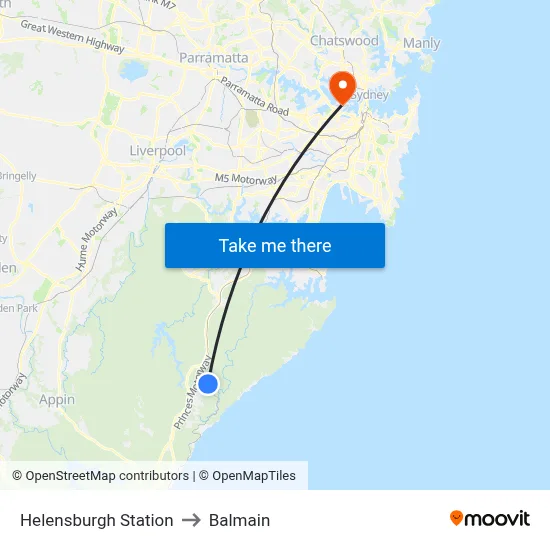 Helensburgh Station to Balmain map