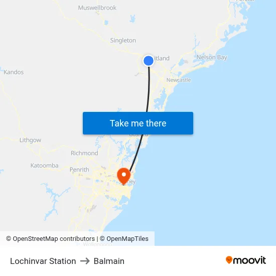 Lochinvar Station to Balmain map