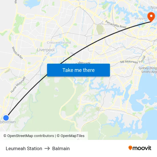 Leumeah Station to Balmain map