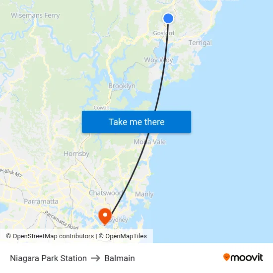 Niagara Park Station to Balmain map