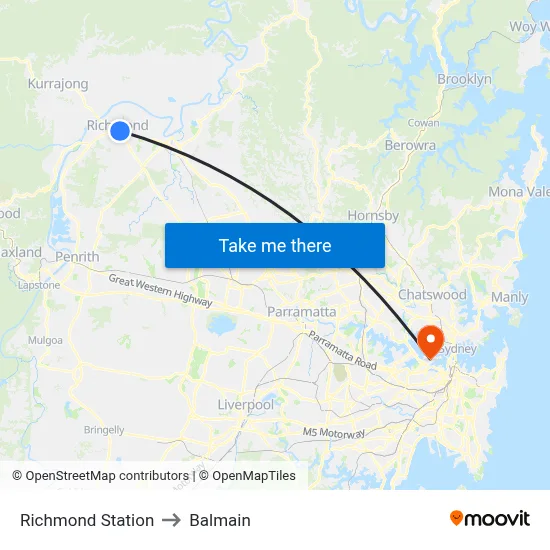Richmond Station to Balmain map
