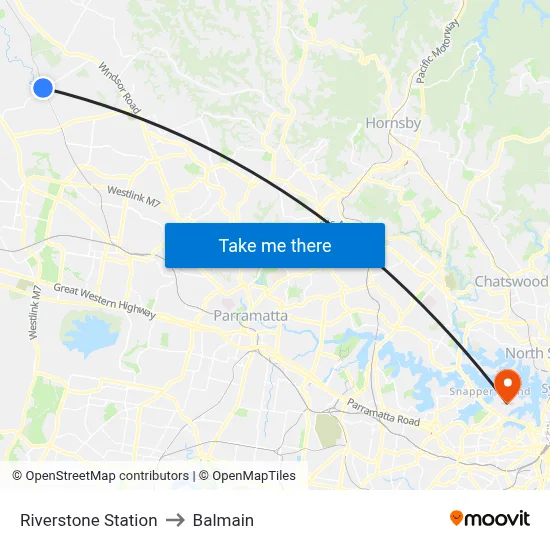 Riverstone Station to Balmain map