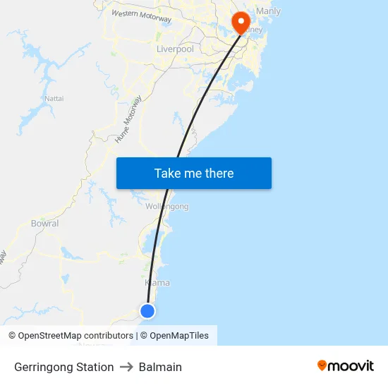 Gerringong Station to Balmain map