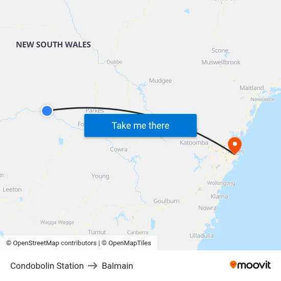 Condobolin Station to Balmain map