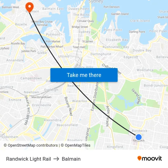Randwick Light Rail to Balmain map