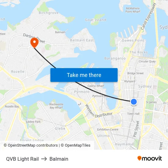 QVB Light Rail to Balmain map