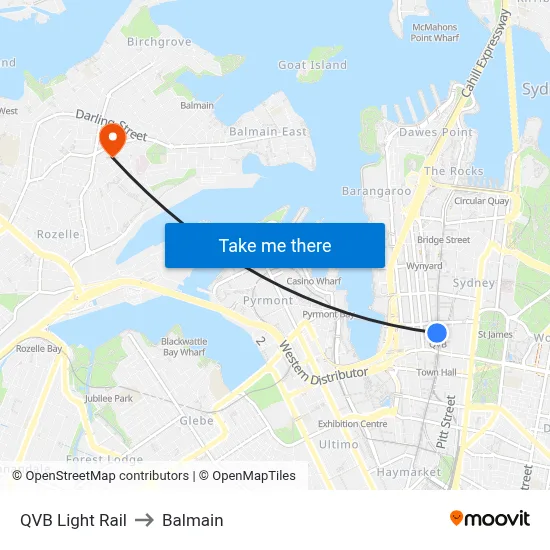 QVB Light Rail to Balmain map