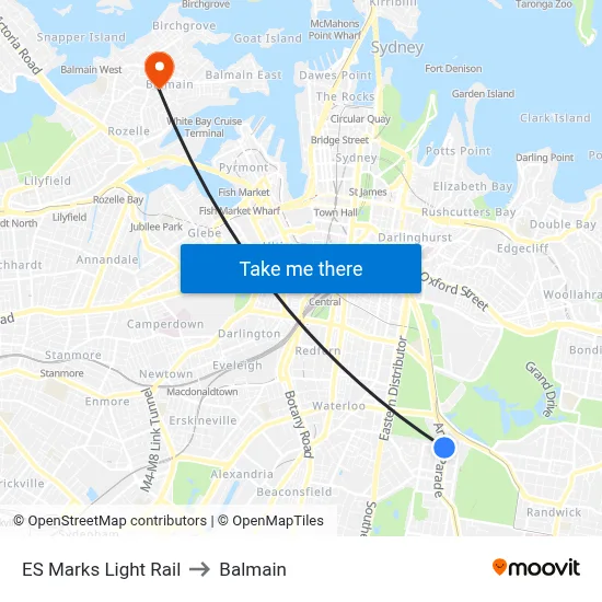 ES Marks Light Rail to Balmain map