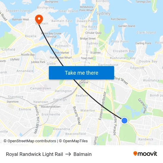 Royal Randwick Light Rail to Balmain map