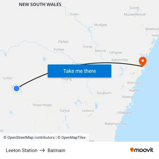 Leeton Station to Balmain map