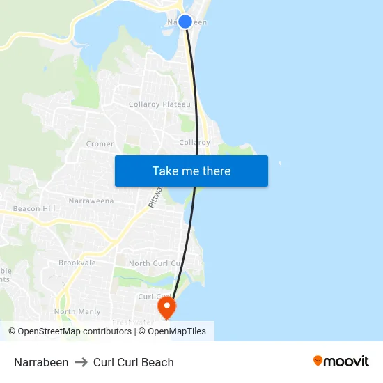 Narrabeen to Curl Curl Beach map