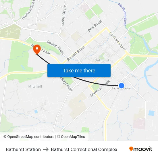 Bathurst Station to Bathurst Correctional Complex map