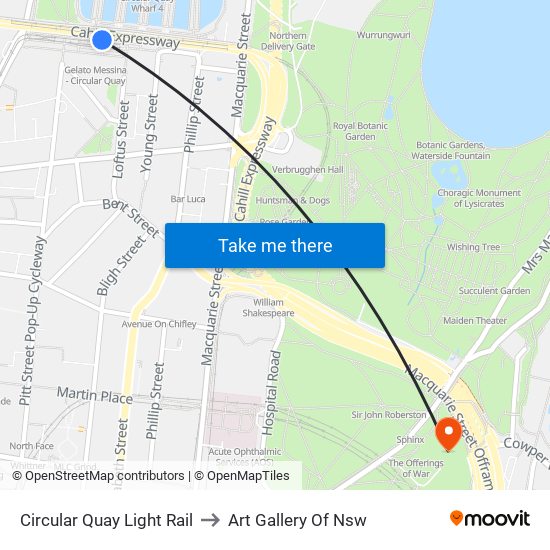 Circular Quay Light Rail to Art Gallery Of Nsw map