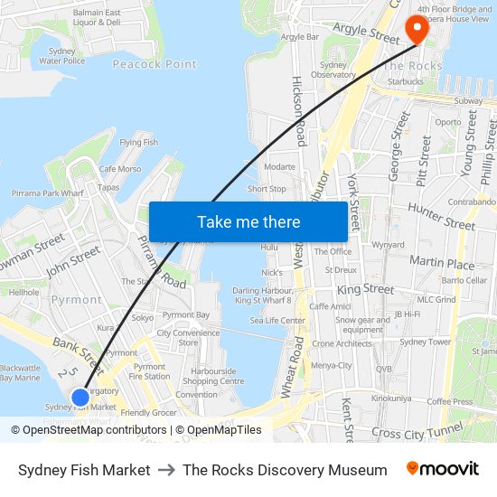 Sydney Fish Market to The Rocks Discovery Museum map