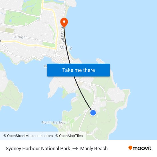 Sydney Harbour National Park to Manly Beach map