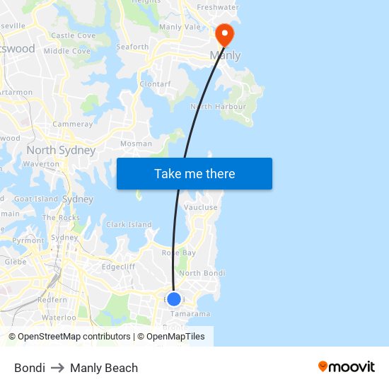Bondi to Manly Beach map