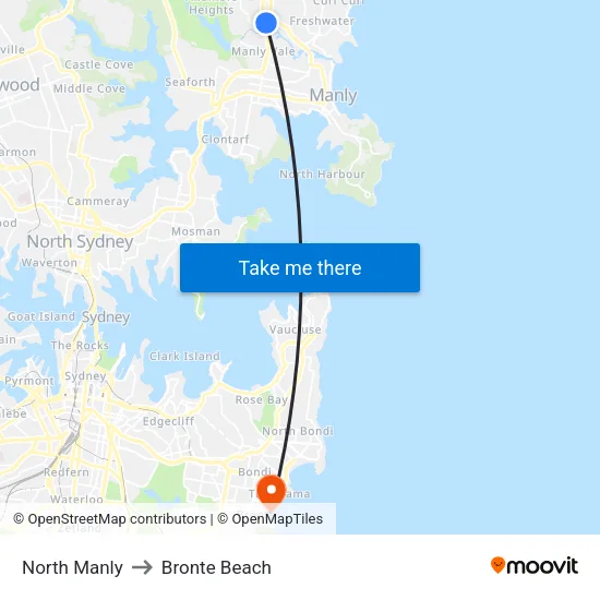 North Manly to Bronte Beach map