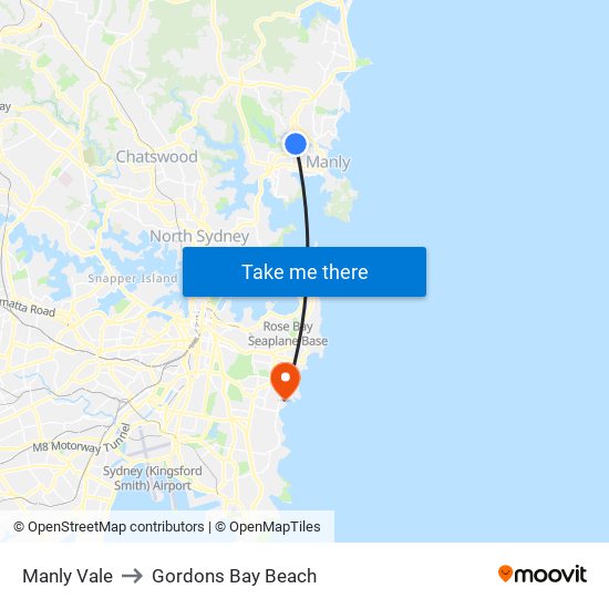 Manly Vale to Gordons Bay Beach map