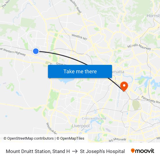 Mount Druitt Station, Stand H to St Joseph's Hospital map