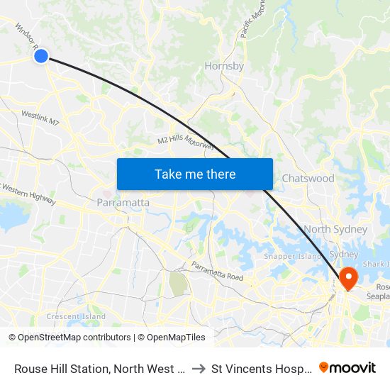 Rouse Hill Station, North West Twy to St Vincents Hospital map